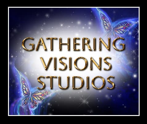 Butterflies and stars around studio name.